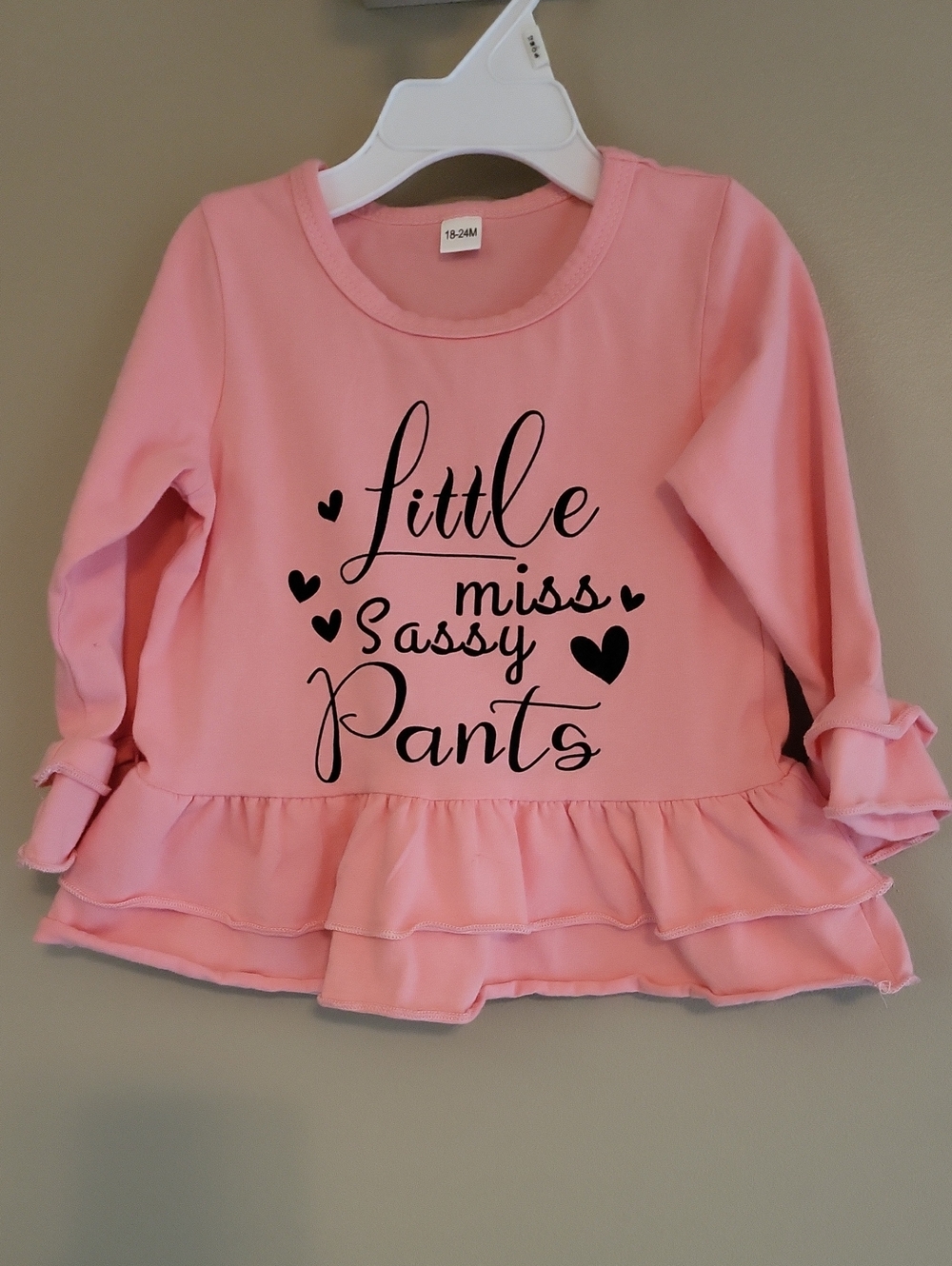 Little Miss Sassy Pants pink ruffle top